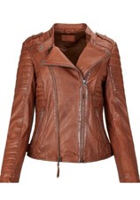 Joe Browns Size 12 Candid Quilted Leather Jacket 100% Sheep Leather Distressed
