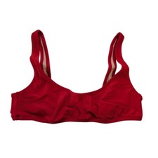 J.Crew Heritage Bikini Top Red Scoop Neck Swim Beach Summer Size L NWT BX611