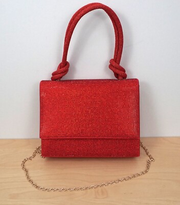 New Red Shimmering Glitter Sparkle Mini City Cross Shoulder Bag Clutch  Purse