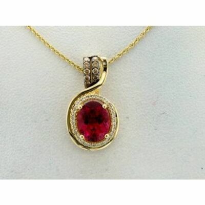 LeVian 14K Gelbgold Rubellit Schokolade Diamant 1,7 kt 18'' Anhänger Halskette