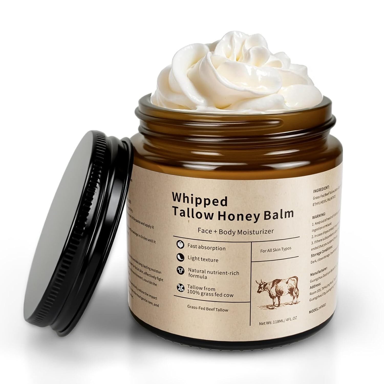 Whipped Tallow Glow Grass-Fed Anti-Aging Brightening Moisturizer 4 fl oz