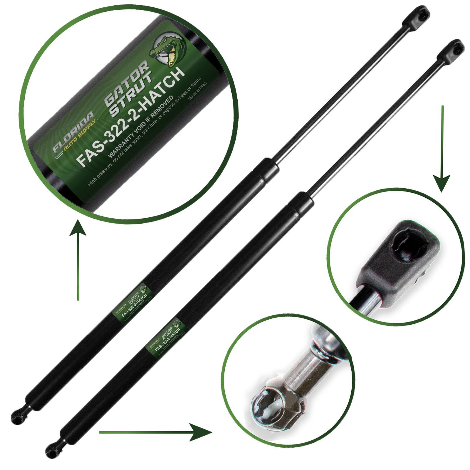 Two Rear Hatch Lift Supports FAS322 For Jeep 8496 Cherokee, 8590