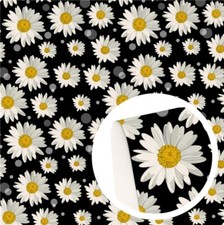 Floral Flowers FAUX LEATHER SHEET 8.75 X 12" 1170106 White Daisy SMOOTH TEXTURE