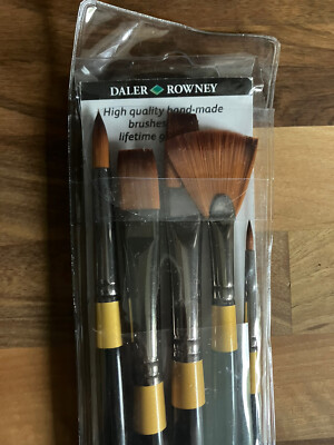 Daler Rowney System 3 Acryl Pinsel Pack Set 501 Rundfächer flach hell