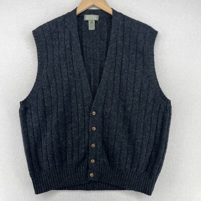 CHRISTOPHER HAYES Sweater Vest XL Pure Wool Shetland Button Up Grandpa Gray HK