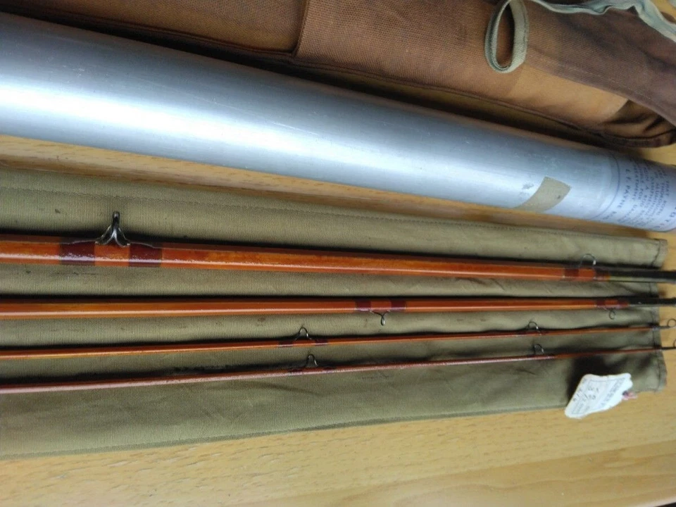 E.F. PAYNE #216 10 pies 3P2T caña de bambú DryFlySalmon con estuche de aluminio Foto 4 de 4