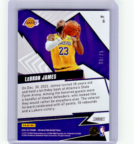 2023-24 LEBRON JAMES REVOLUTION SHOCKWAVE SUNBURST #/75 - Picture 2 of 2