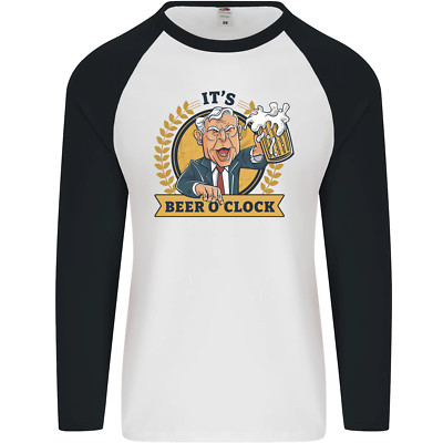 It's Beer O'Clock Lustig Alkohol Herren L/S Baseball Maglietta