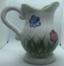 Pitcher Creamer Vase Flowers Dragonfly Pottery Ceramic Cottage Farmhouse Country