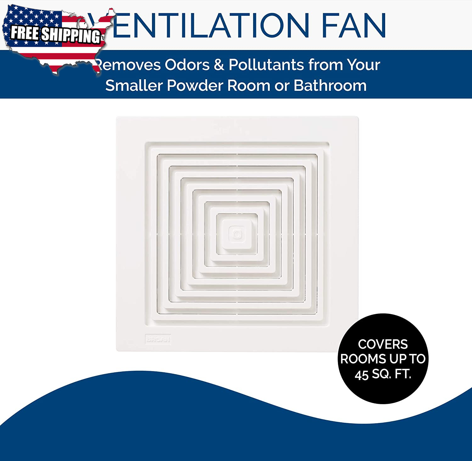 BroanNutone 688 Ceiling Ventilation 50 CFM 4.0 Sones White Bath Fan Inox Wind