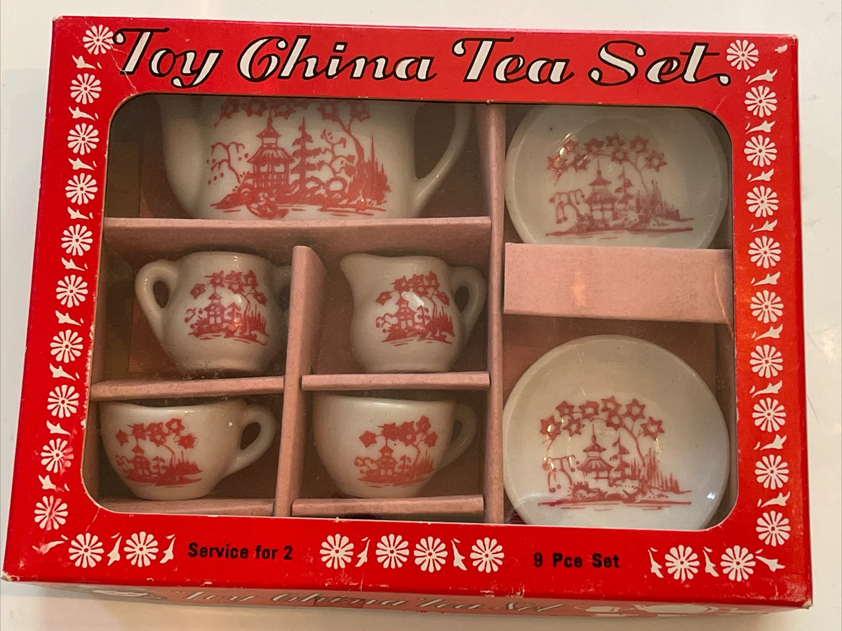 Vintage Toy China Tea Set 9 Piece Complete with Original Box JAPAN