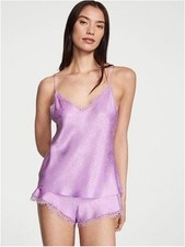 Victoria's Secret Lilac Satin Lace Camisole Short Set Size Medium NWOT