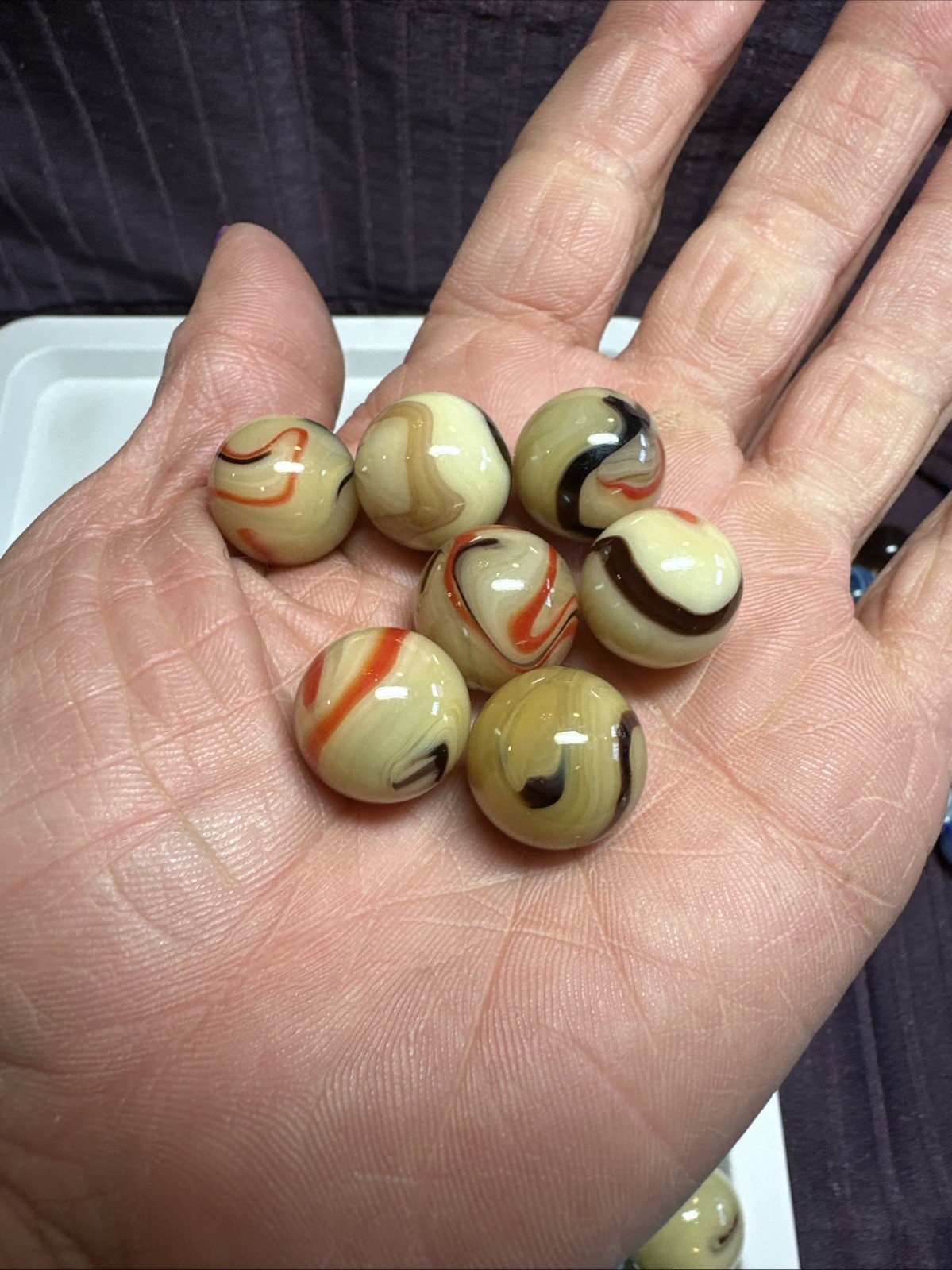 Vintage estate Find Swirl Agate? Colorful iridescent Random Collection marbles 