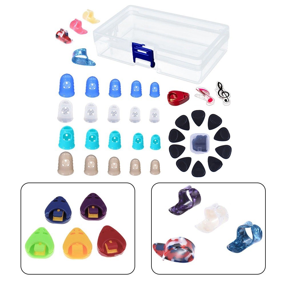 Jeu complet d'accessoires guitare avec 34 pièces support de pics de protection