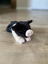 VGUC- 10  Aurora Miyoni Hampshire Pig Black/Tan Piglet Plush Stuffed Snowy