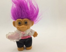 1990s Vintage Russ Troll Doll. Wedding Groom Outfit. 5in