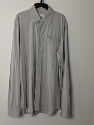 PRADA Italy Men s Gray Long Sleeve Button Front Shirt Size 39 / 15.5 - 23x31