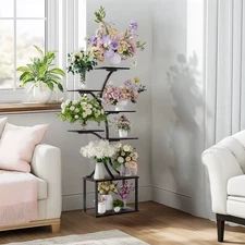 Multilayered Plant Stand Industrial Style Tree-Shaped Plant Stand Display Rack C