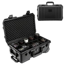 Camera Case, Rolling Luggage Case with Telescopic Handle for Camera Accessories