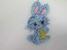 2 Blue Bunny w Yellow Egg Infant Child CCX Look Iron On Patch .75 x 1.38 Inch