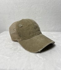 NWOT Washed Distressed Khaki Beige Mesh Back Trucker Hat Baseball Cap