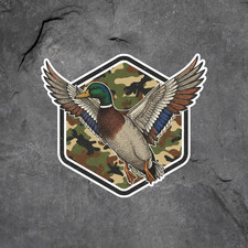 Mallard Duck Camo Sticker Vinyl Decal Flying Duck Hunting Waterfowl