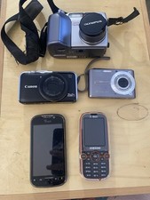 Lot Of Vintage Digital Cameras And Cell Phones Untested As Is Canon Power Shot