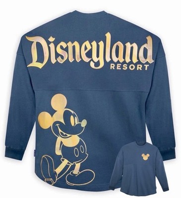 【Spirit Jersey】ミッキー 長袖Tシャツ ブルー XL Disney Disneyland Mickey Mouse Spirit Jersey Navy Earidescent Gold