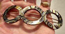 France Luxe Triple Circle Marbled Brown OXNY Swirl Barrette Hair Clip France