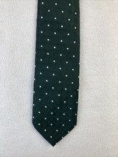 Wemlon Wembley Mens Forrest Green W/ Polka Dots Necktie Tie Polyester GUC 54