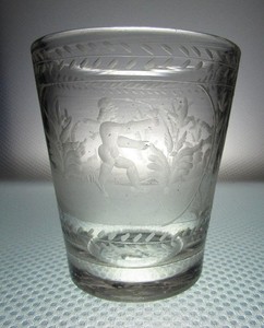 Art Glass Copper Wheel Cut Tumbler
