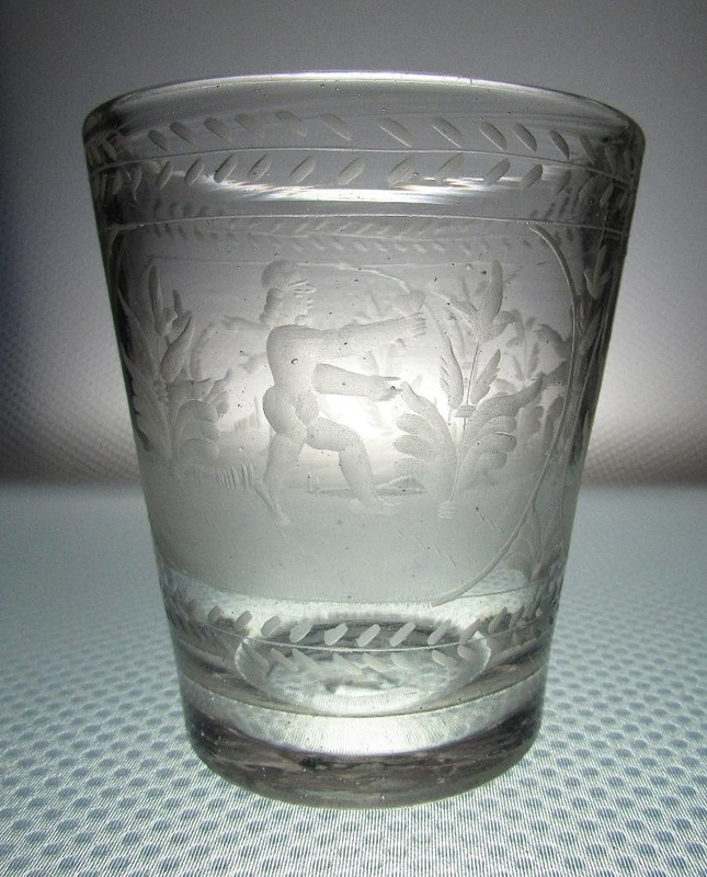 Art Glass Copper Wheel Cut Tumbler
