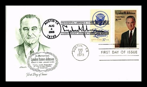 US COVER PRESIDENTIAL LIBRARIES LYNDON B JOHNSON FDC COMBO DUAL CANCEL