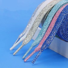 1Pair Fashion Glitter Shoelaces Colorful Flat Shoe laces for Athletic Running Sn