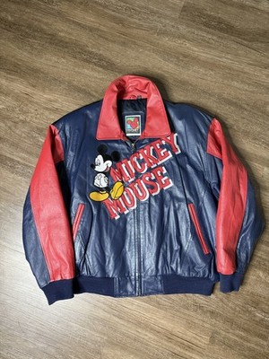 Vintage 90s Disney Mickey Mouse Leather Jacket Mens XL Mickey