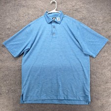 FootJoy Polo Shirt Mens Large Blue Solid Golf Performance Stretch Short Sleeve