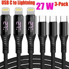 27W USB C to iPhone Charging Cable PD Fast Charger Type C Cord with LED Display