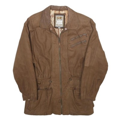 GLOBAL IDENTITY Herren Braune Leder JACKE S Nubuk Zip Freizeit Oberbekleidung