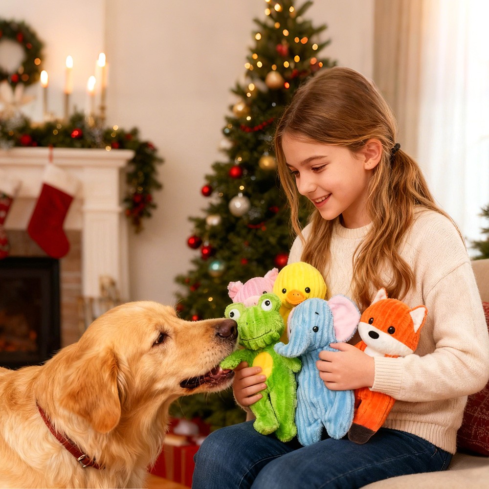 5 Pack Dog Squeaky Toys Plush Puppy Dog Toys Chewer for Small Medium Large Dogs