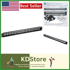 24-Port Blank Keystone 1U Patch Panel – Rugged Metal Rackmount for High-Speed...