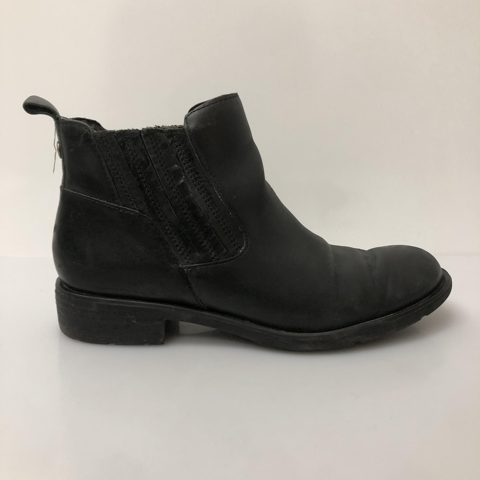 Sofft Boots Womens Size 9 Black Leather Chelsea Ankle Booties Block Heel Zip