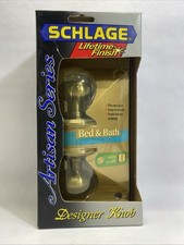 Schlage Bed & Bath Artison Series Designer Knob Antique Pewter Finish New