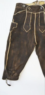 Kniebund Lederhose Elch- Hirschleder Vintage Handarbeit Kinderhose Gr.116 - Bild 1 von 4