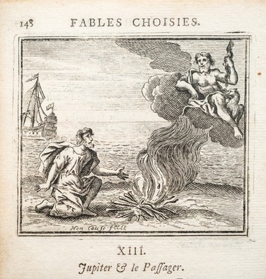 Fabeln de la Fontaine Jupiter Kupferstich Henrik Cause Passepartout 1728