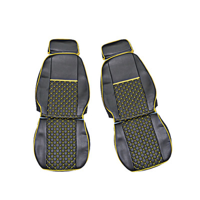 Black with Yellow Eco Leather Seat Covers for Iveco Euro Tech 2003-2006 Truck