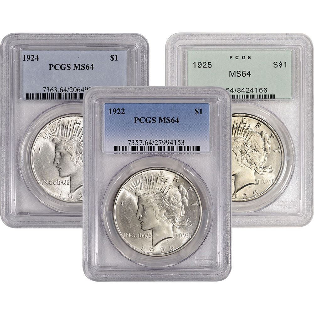 US Peace Silver Dollar - PCGS MS64 - (1 Coin) Random Date and Label