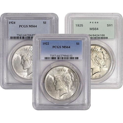 US Peace Silver Dollar - PCGS MS64 - (1 Coin) Random Date and Label