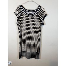 Max Studio Womens Dress Geometric 3D Cube Print Black White XL