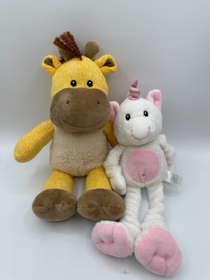 Spark Create Imagine Lot Pink Stretchy Unicorn Yellow Giraffe Plush Rattle 13 