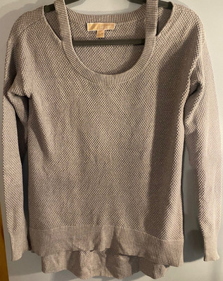 WOMENS MICHAEL KORS REGAL CUTOUT & COLD SHOULDER SWEATER SILVER SPARKLE SZ SMALL
